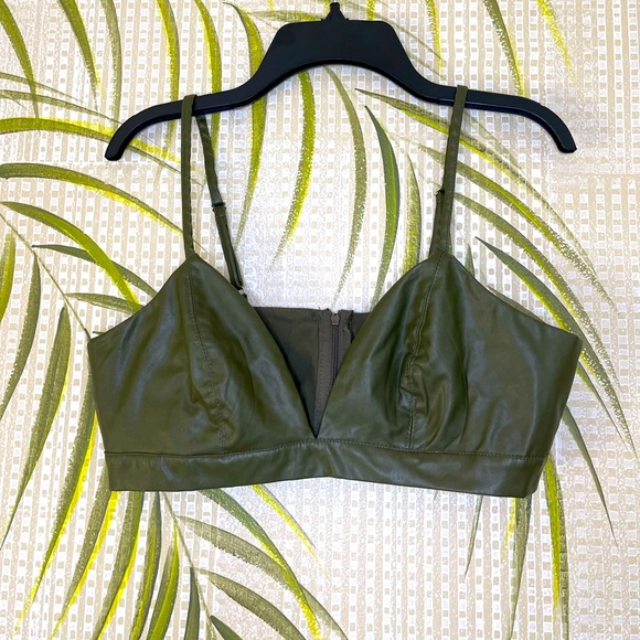 SHEIN faux leather bra Size S (4) olive green